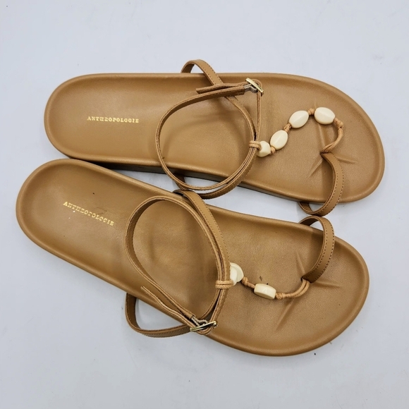 Anthropologie Toe-Loop Stone Sandals In Tan Size 10 M - Picture 3 of 15